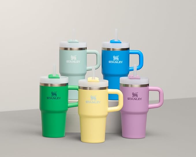 STANLEY Quencher H2.0 Tumbler with Handle and Straw 14 oz | Flowstate 3-Position Lid | Cup Holder Compatible for Travel | Insulated Stainless Steel Cup | BPA-Free | Azure