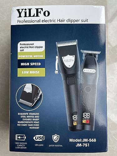YiLFo Hair Clippers for Men - Professional Barber Clippers, LED Display Trimmer, T Liners Edgers, Shaving Kit