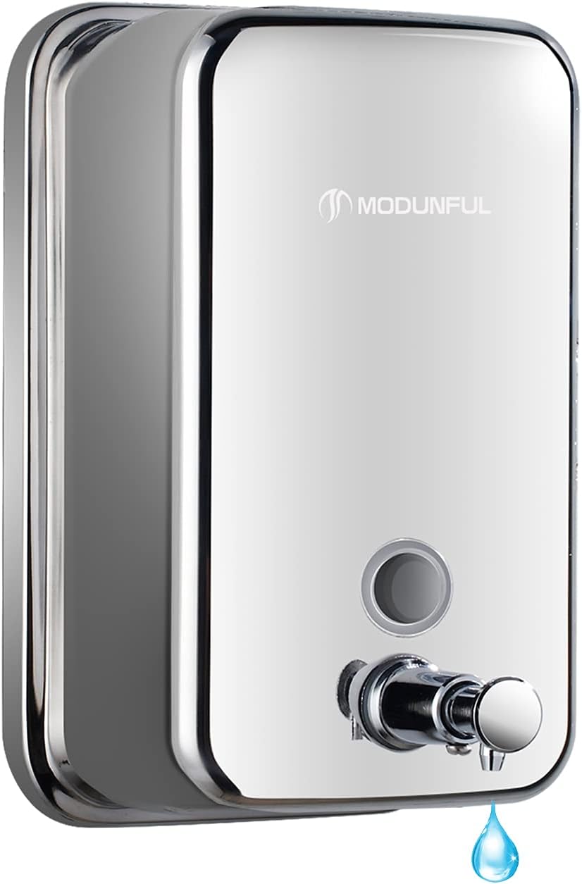 Stainless Steel Soap Dispenser for Home – 16.9oz Wall Mount, Anti-Leak Pump, Brushed Nickel Finish, Space-Saving Design for Kitchen & Bathroom