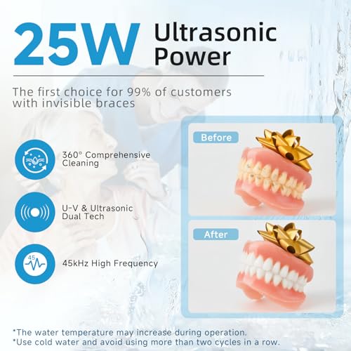 Ultrasonic Retainer Cleaner, 45kHz Retainer Cleaner Machine for Dentures, Mouth Guards, Aligners, Braces, Toothbrush Heads & Jewelry, 200ML Dental Cleaning Pod with 4 Modes & Digital Timer