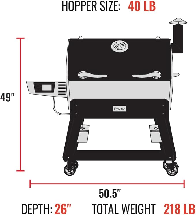 recteq Pellet Grill Smoker - Flagship 1600, Wood Pellet Smoker, BBQ Pellet Smokers, Wi-Fi Smart Grill, 1600 Sq. In. Cook Space, Pellet Smoker Grill, 40 lbs Hopper, Grilling Essentials Bundle