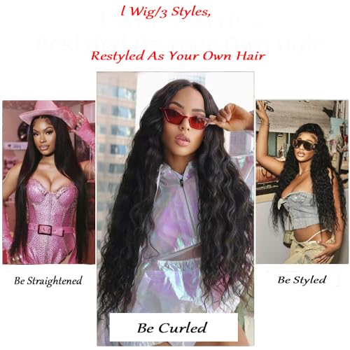 30 Inch Deep Wave Lace Front Wigs Human Hair Pre Plucked 200% Density HD Transparent 13x4 Lace Frontal Wigs For Women Human Hair Lace Front Wigs Deep Curly Human Hair Wig