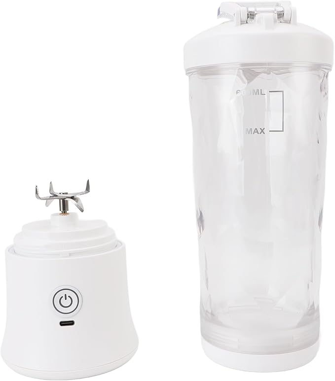 Portable Blender, Mini USB C Rechargeable Blender, 600ml 18000RPM with Stainless Steel Blades & RGB Light, Ideal for Travel, Gym & Home