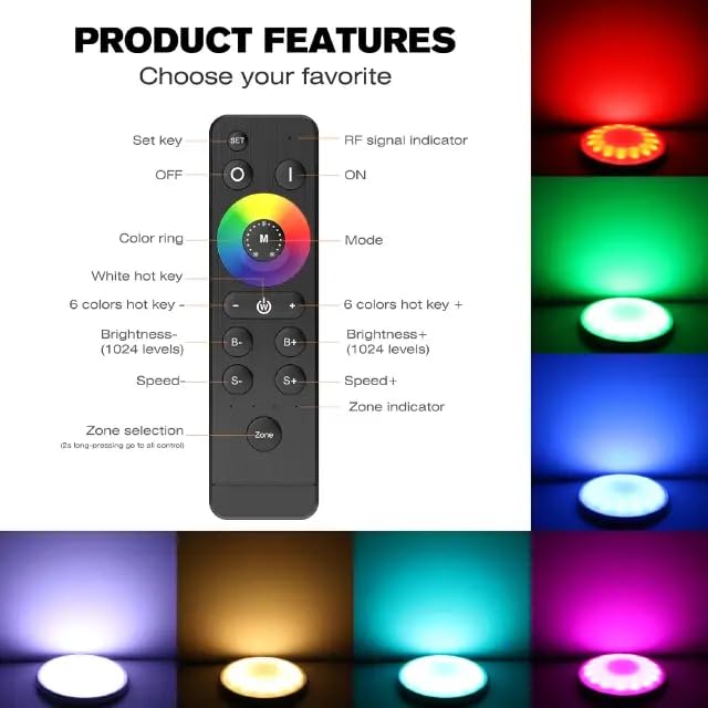 Asooll RGB RV Ceiling Lights,2 Pack 12V LED Ceiling Dome Light,RV Interior Disc Light for RV Travel Trailer Camper Van Boat,Dimmable Camper Interior Lights with Wireless Synchronization Function
