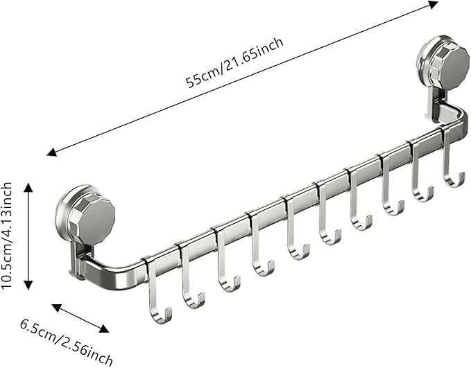 2026 Upgrad Wall Hooks Rack, Space Saving Utensil Holder for Kitchen Bathroom, No Drilling Wall Mounted Accessory Hanger, Kitchen Rail for Hanging Cooking Utensils Mugs Spoons (Grey_E)