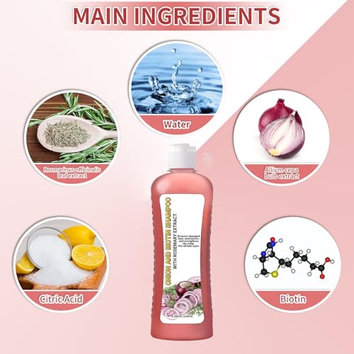 Onion Biotin and Rosemary Shampoo, shampoo de cebolla y romero, for Soft Hair & Shine for Hair Growth, Hair Loss and Thinning Hair