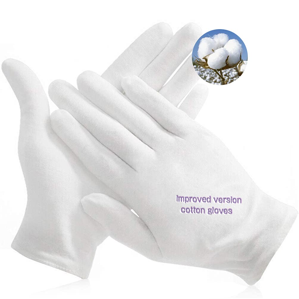 YITIAOYU 24pcs Soft Cotton Gloves for Dry Hands Cotton Sleep Gloves Overnight Eczema Moisturizing Lotion Treatment Reusebale Work Gloves for Coin Jewelry Silver Archival Costume Inspection (Medium)