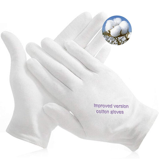 YITIAOYU 24pcs Soft Cotton Gloves for Dry Hands Cotton Sleep Gloves Overnight Eczema Moisturizing Lotion Treatment Reusebale Work Gloves for Coin Jewelry Silver Archival Costume Inspection (Medium)