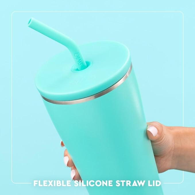 Swig Life 32oz Straw Tumbler, Travel Coffee Tumbler with Lid, Cup Holder Friendly Travel Coffee Mug, Stainless Steel, 32 oz Reusable Insulated Coffee Mug (Saturdays In Lubbock)