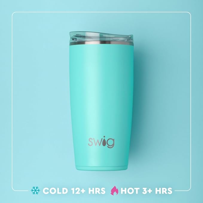 Swig Life 22oz Insulated Tumbler, Travel Coffee Tumbler with Lid, Cup Holder Friendly Travel Coffee Mug, Stainless Steel, 22 oz Tumblers, Reusable Insulated Mug with Lid (Miss Independence)