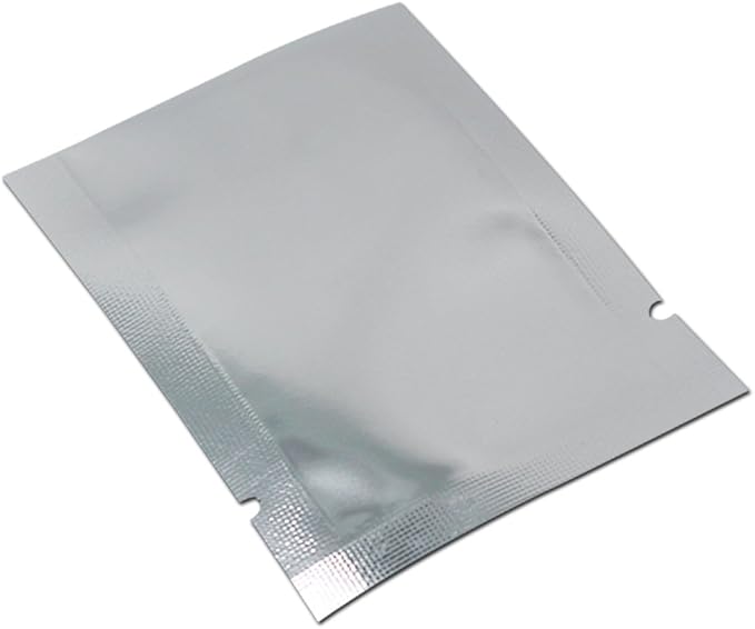 Silver Aluminum Foil Pouch Heat Seal Front Window Plastic Mini Open Top Flat Vacuum Packaging Mylar Bag Food Small Sample Mylar Storage with Tear Notch (200, 14x20cm(5.5x7.9 inch))