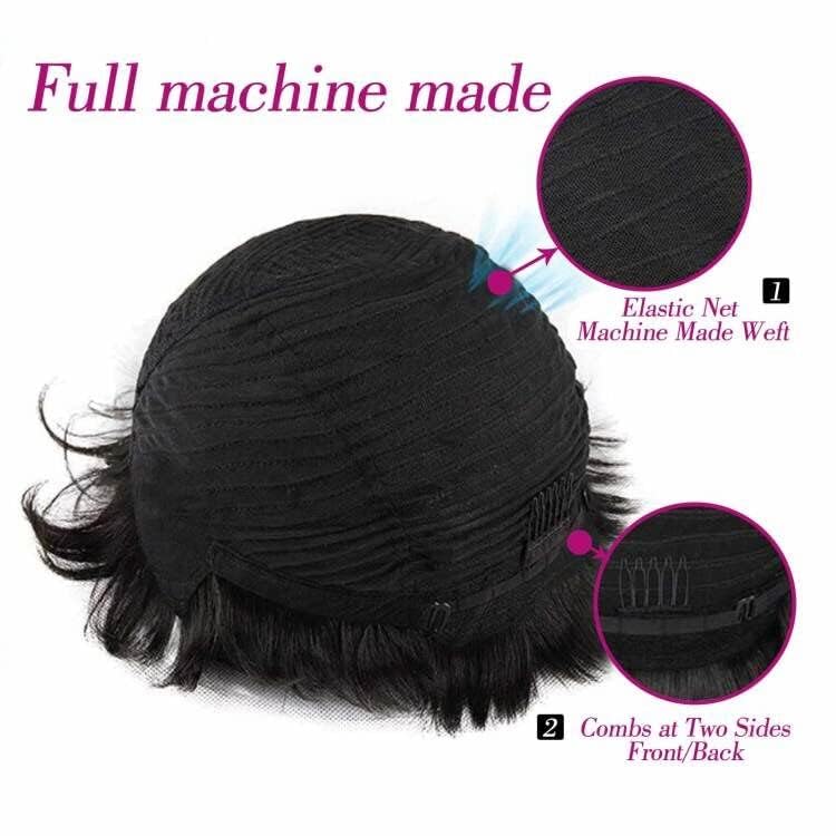 Pixie Cut Wigs for Black Women Pixie Cut Wig Human Hair Short Layered Wigs Full Machine Made Short Haircut Wig Glueless with Bangs Natural Color 1B