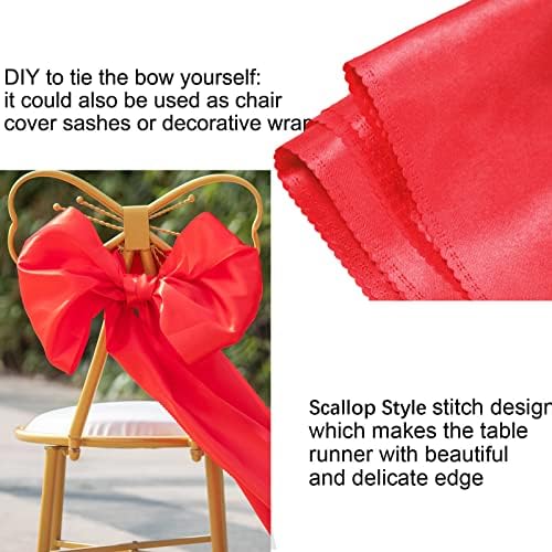 12 Pack Red Table Runners, Satin Table Runner 12x108 Inches Long, Silk and Smooth Fabric Table Runner for Wedding, Parties, Banquets,Events Decoration