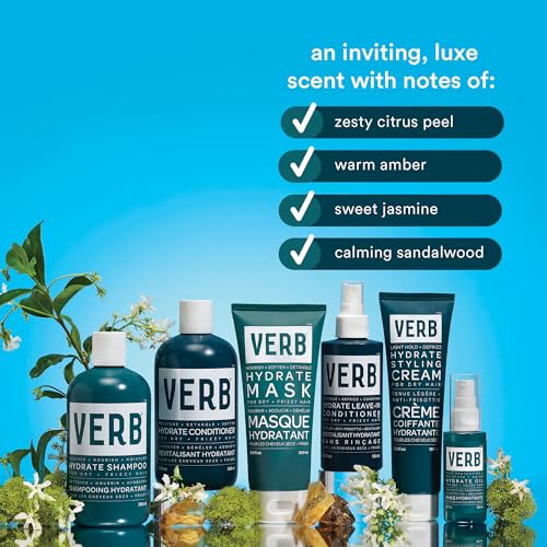 VERB Hydrate Shampoo - Cleanse Dry + Frizzy Hair - Smooth + Reduce Frizz - Amber + Warm Jasmine Scent
