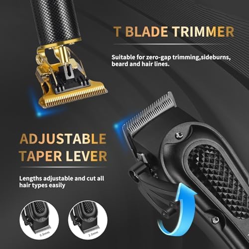 LQT® Men's Professional Hair Clippers Kit，Cordless & Corded Barber Clippers Set，Grooming Rechargeable Beard Trimmer with Adjustable Blade