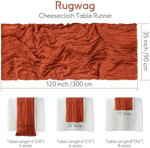 10 Packs Terracotta Cheesecloth Table Runners 35 x 120 Inch – Rustic Boho Gauze Table Runner for Wedding Arch, Party Decoration