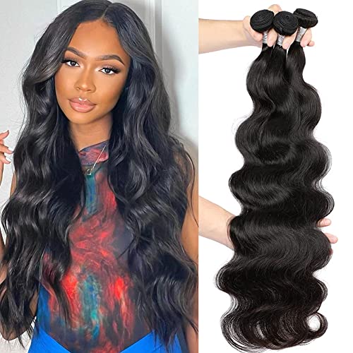 10A Brazilian Body Wave Bundles 20 22 24 Inch Human Hair Bundles 100% Unprocessed Virgin Hair Body Wave 3 Weave Bundles Deals Human Hair 1B Natural Black