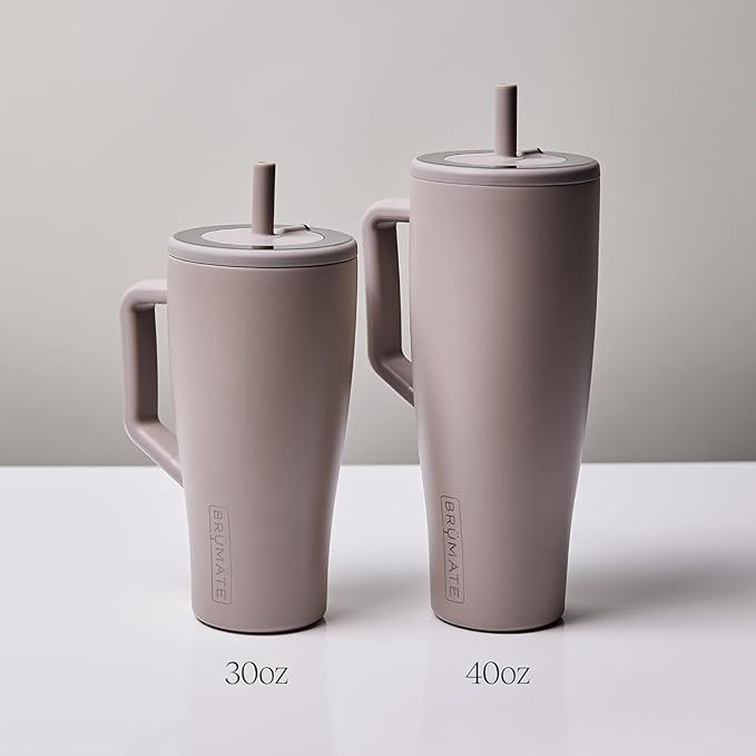 BrüMate Era 30 oz Tumbler with Handle & Straw | 100% Leakproof Insulated Water Bottle Tumbler with Lid & Flexible SoftSip Straw | Made of Stainless Steel | Cup Holder Friendly | 30oz (Primrose)