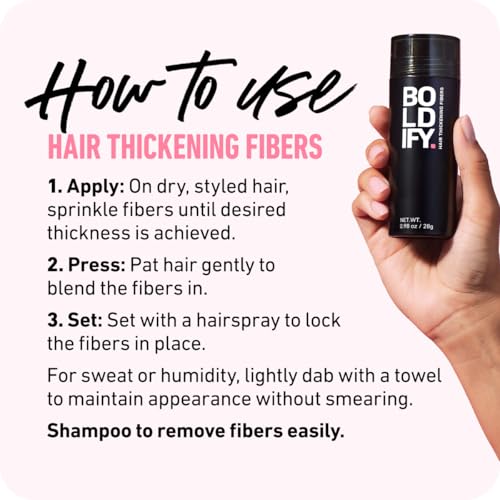 BOLDIFY Hair Fibers (2 x 56g) - Fill In Thinning and Fine Hair for an Instantly Fuller, Thicker Look - 14 Shades for Women & Men - Black