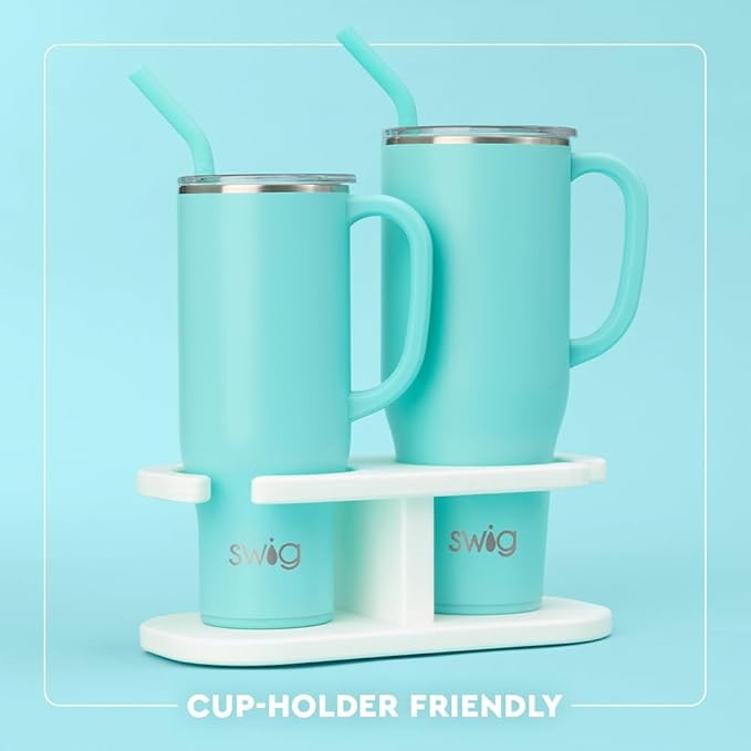 Swig Life 30oz Mega Mug, 30 oz Tumbler with Handle and Straw, Cup Holder Friendly, Dishwasher Safe, Extra Large Insulated Tumbler, Stainless Steel (Get Crackin)