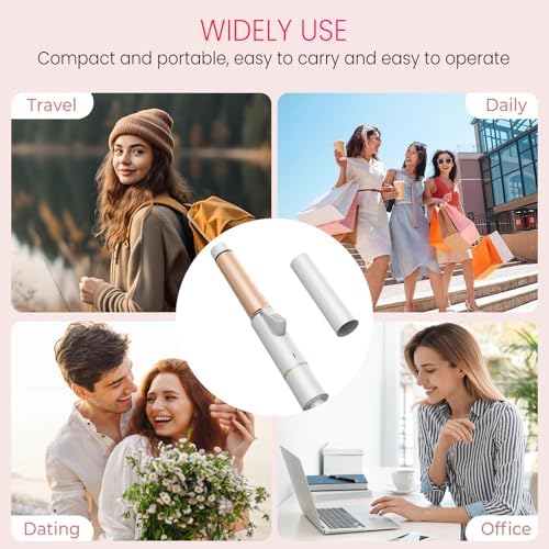 Mini Travel Curling Iron, European Travel Curling Iron Dual Voltage (100V-240V) Mini Size for Short Hair 1 inch, Portable Hair Curler with 30s Fast Heating Constant 180° for International (White)