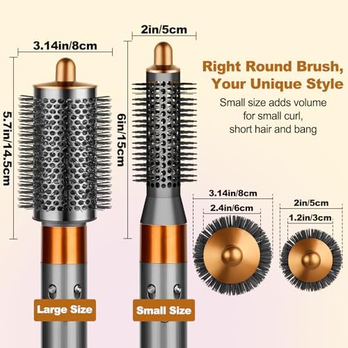 Small Round Volumizng Brush Attachment for Dyson Airwrap HS01 HS05 HS08, 20MM Smaller Tiny Round Brush Volume Boost Short to Medium Length Hair, Bangs to Creates Defined Bouncy Curls