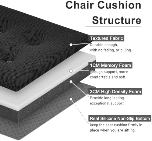 baibu 12 Inches Square Stool Cushions with Ties for Bar Stool, Breathable Square Chair Pads Seat Cushions with Non-Slip Bottom - One Pad Only (12", Black)