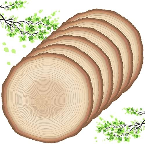 Teling 50 Packs Wood Slices Disposable Table Placemats Round Rustic Brown Wood Slices Place Mat 13 Inch Paper Placemats for Farmhouse Wedding Baby Shower Birthday Party Supplies Decoration