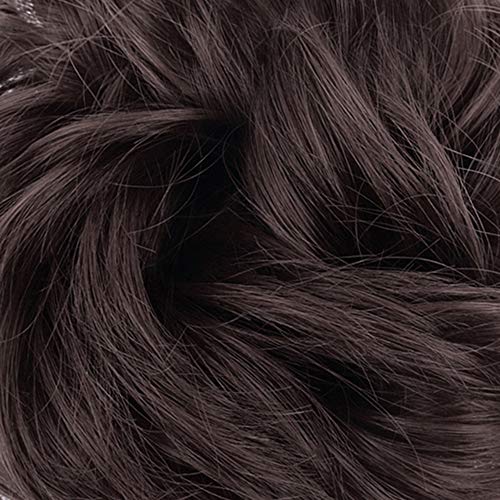 MORICA 2PCS Messy Bun Hair Pieces, Fake Bun Scrunchies for Thin Hair - Curly, Wavy Synthetic Chignon Ponytail - Dark Brown