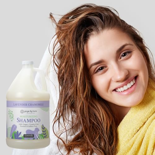 Ginger Lily Farms Botanicals Moisturizing Shampoo for All Hair Types, 100% Vegan & Cruelty-Free, Lavender Chamomile Scent, 1 Gallon Refill (128 fl oz)