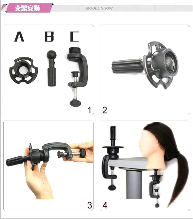 YK 26" Multicolored Synthetic Fiber Hair Mannequin Head with Clamp Stand - Cosmetology Doll Head