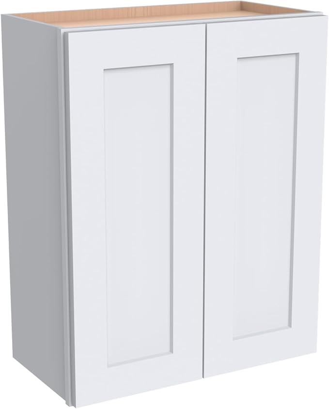 Wall-Mounted Cabinet – Solid Wood Shaker Style Medicine Cabinet with Adjustable Shelves & Soft-Close Doors for Bathroom, Kitchen, and Office Storage (White, 36" W x 12" D x 30" H)