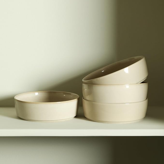 Stone Lain Eden 4-Piece Pasta Bowl Set Stoneware, Beige