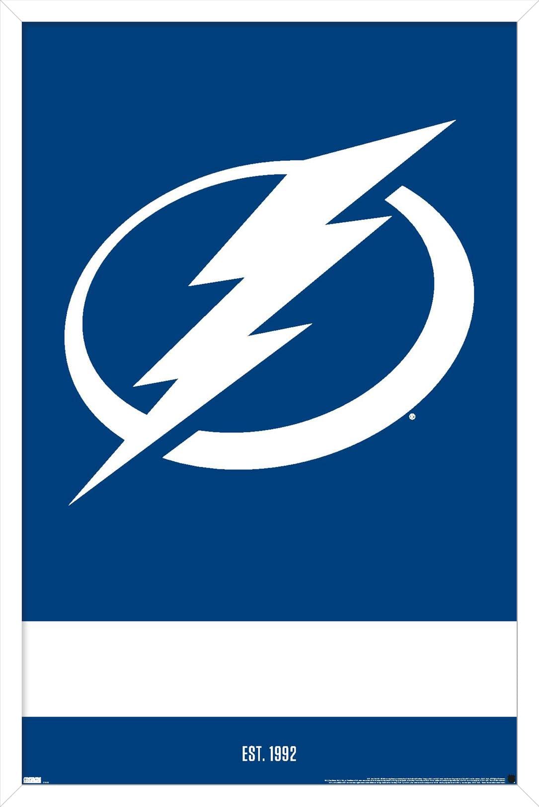 Trends International NHL Tampa Bay Lightning - Logo 21 Wall Poster, 14.725" x 22.375", White Framed Version