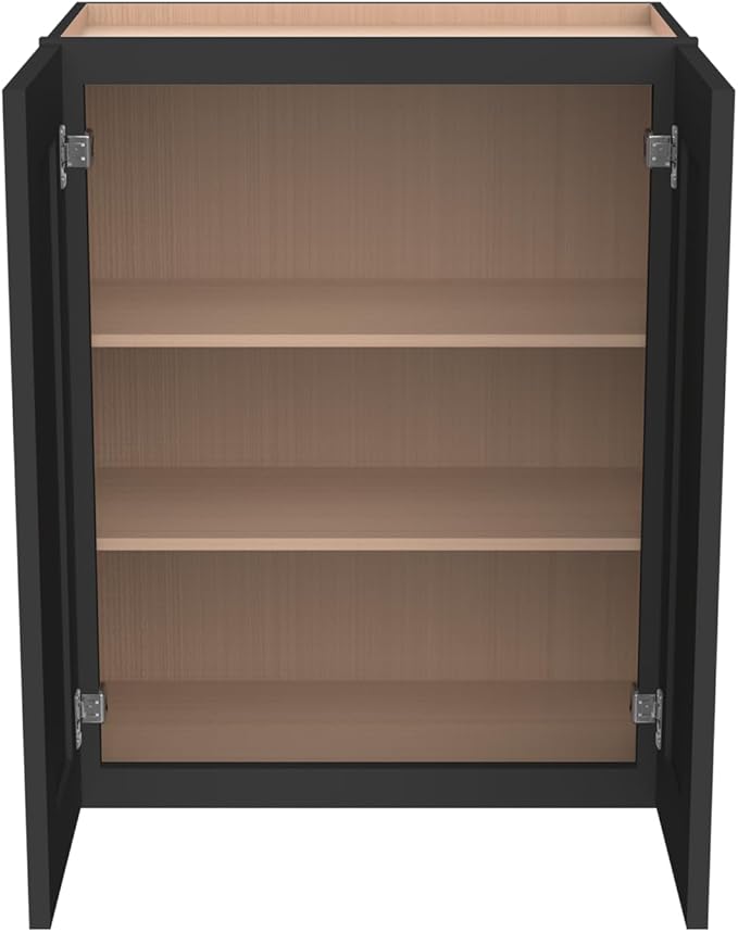 Wall-Mounted Cabinet – Solid Wood Shaker Style Medicine Cabinet with Adjustable Shelves & Soft-Close Doors for Bathroom, Kitchen, and Office Storage (Charcoal Black, 39" W x 12" D x 30" H)