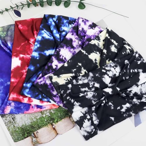 Wide Headbands for Women Knotted No Slip Head Bands Soft Turban Headband Hair Accessories Boho African Solid Color Head Wraps for Women Yoga Workout Pack of 6