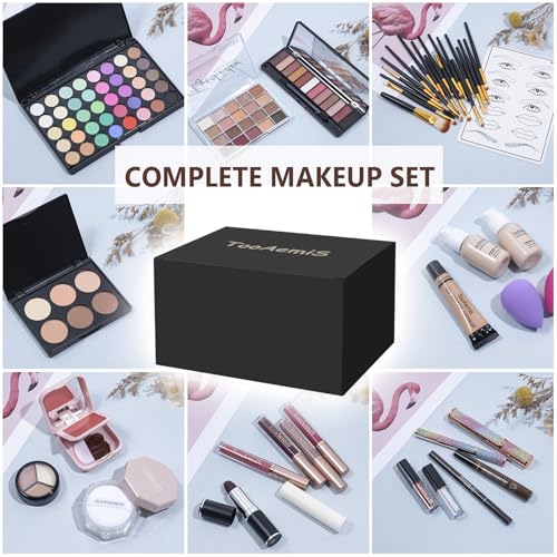 Makeup Kit for Women Full Kit、 Makeup Sets for Teens、 Multipurpose Makeup ，eyeshadow、 liquid foundation,Loose powder,Eyebrow pencil,4-color lip gloss set