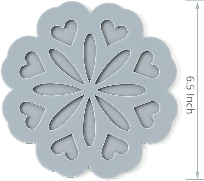 Set of 4 Silicone Trivet Mat - Hot Pot Holder Hot Pads for Table & Countertop - Trivet for Hot Dishes - Non-Slip & Heat Resistant Modern Kitchen Hot Pads for Pots & Pans, Navy Blue