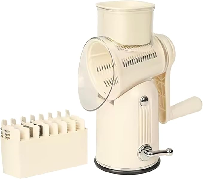 Chef Power Premium Quality Rotary Cheese Grater with Handle - Kitchen Accessories Cucumber Slicer Vegetable Salad Grater, Vegetable Grater - Cheese Grater (Beige)