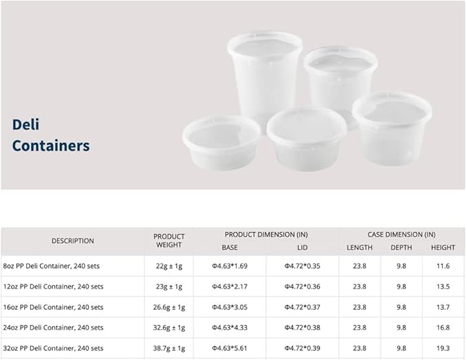 TIYA Food Containers - 8oz Bulk 240 Pack with Lids - Food Storage to-Go Containers - Reusable Microwavable Dishwasher Safe Cups - Airtight Leak Proof for Soups & Meal Prep