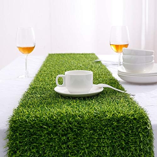 Farochy Artificial Grass Table Runners - Synthetic Grass Table Runner for Wedding Party, Birthday, Banquet, Baby Shower, Home Decorations (14 x 48 inches)