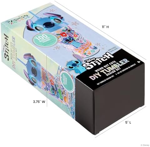 Fashion Angels Disney Stitch Tumbler Design Kit, Includes a 16 oz Experiment 626 Tumbler & 100 Waterproof Stickers, Ideal Gift Set for Kids Ages 8 & Up