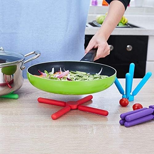 3/Pack Foldable Trivets Silicone, FENGCHEN Folding Trivets, Non-Slip Collapsible Cross Compact Design Expandable Silicone Pot Holder,Violet