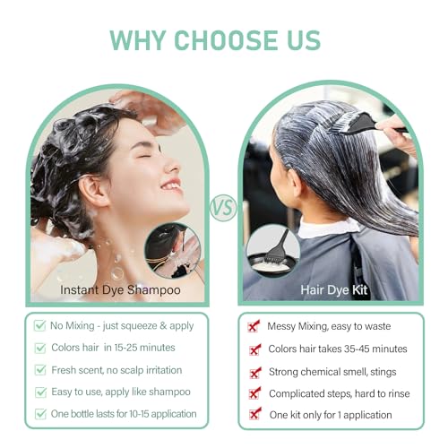 Silver Gray Hair Dye Shampoo, Instant Hair Color Shampoo, Silver Shampoo Hair Dye for Women Men, Lasting Shampoo Para Canas & Champu Para Canas, Shampoo Para Pintar el Cabello