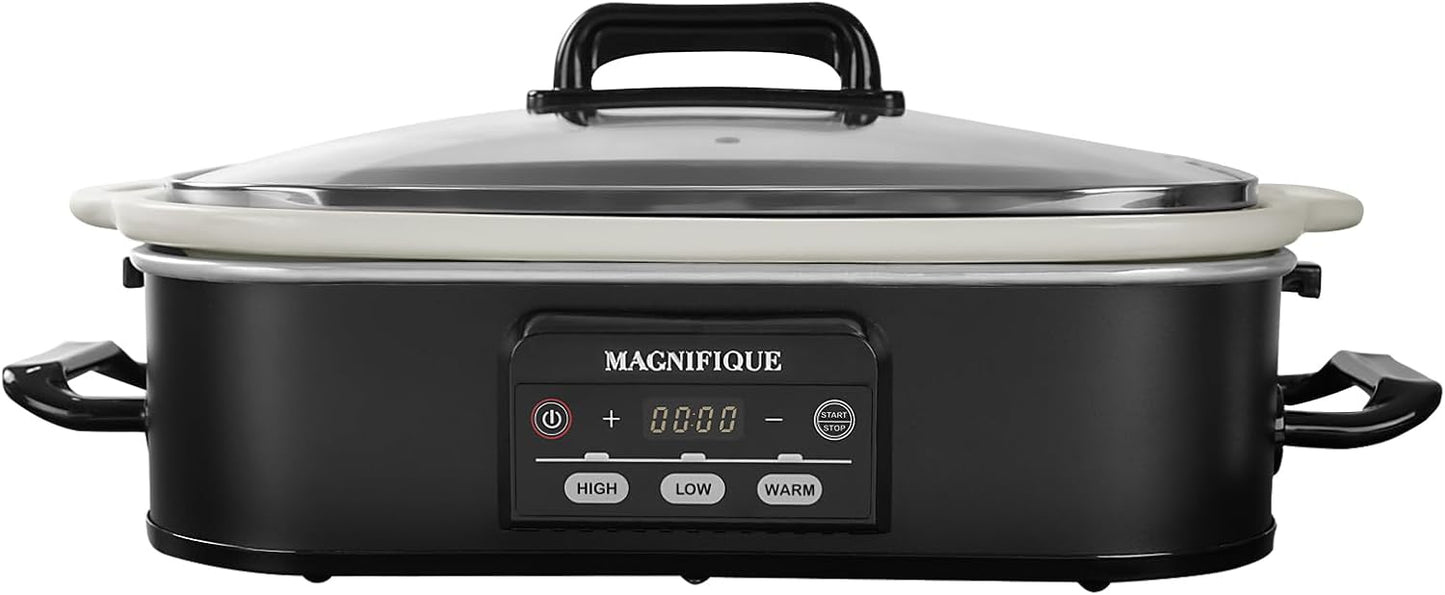 4 Quart Casserole Programmable Slow Cooker with Ceramic Baking Dish - Perfect Kitchen Small Appliance for Family Dinners, Oven Safe and Durable Bakeware for Lasagna, Roasts
