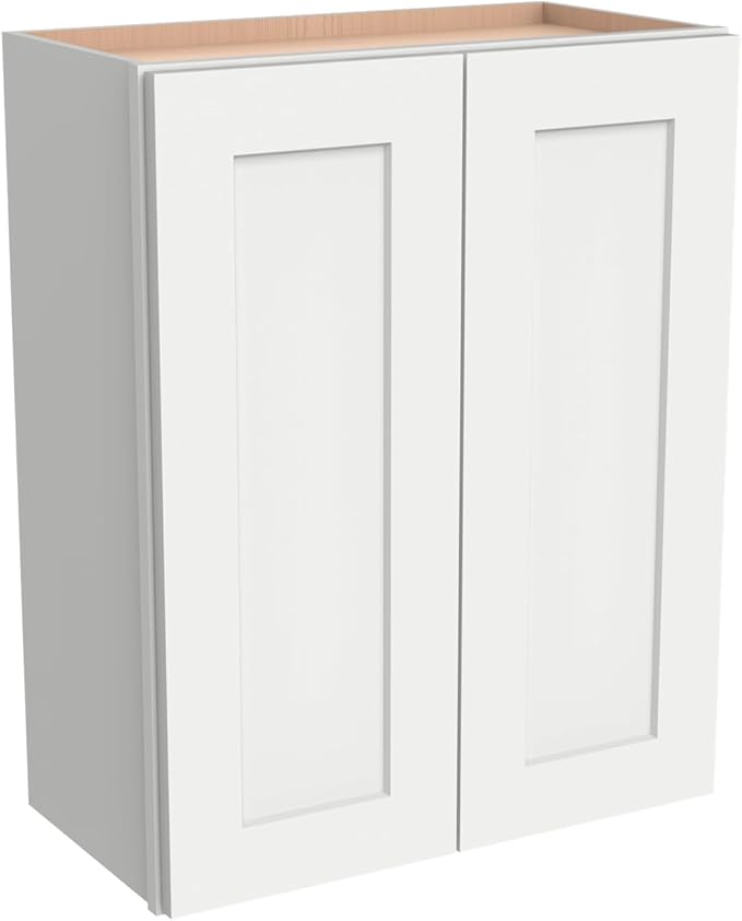 Wall-Mounted Cabinet – Solid Wood Shaker Style Medicine Cabinet with Adjustable Shelves & Soft-Close Doors for Bathroom, Kitchen, and Office Storage (Origami White, 42" W x 12" D x 36" H)