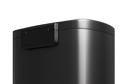 Garvee 13 gal (50 L) and 2.6 gal (10 L) Metal Trash Can Combo Set, Rustproof Garbage Can with Lid, Step-on Trash Bin with Inner Bucket, Rear Handle, Black
