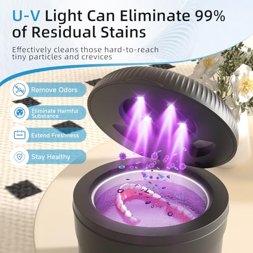 Ultrasonic Retainer Cleaner, 45kHz Retainer Cleaner Machine for Dentures, Mouth Guards, Aligners, Braces, Toothbrush Heads & Jewelry, 200ML Dental Cleaning Pod with 4 Modes & Digital Timer