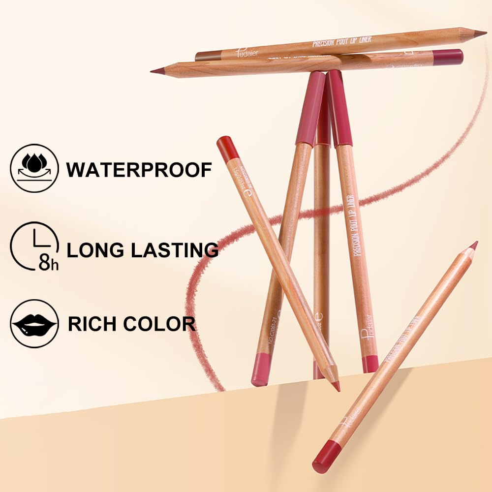 KIMIEYE 12 Colors Lip Liner Set, Matte Finish Series Lip Liners Pen Kit for Women, Long Lasting Waterproof Smooth High Pigmented Lip Pencil for Daily Makeup (Set B)
