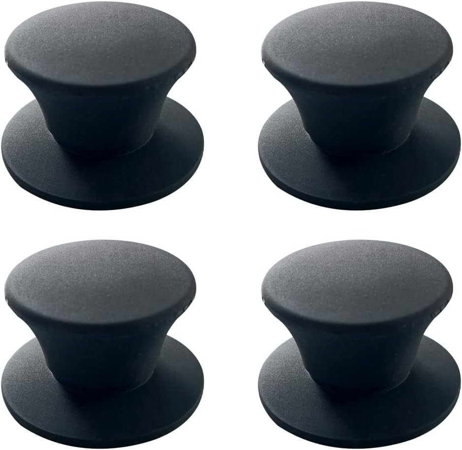 JoyTube Black Universal Pot Pan Lids, BPA Free Replacement Knob Silicone Heat Resistant Pan Cover Holding Handles Dishwasher Safe Fits Skillets ＆ Kitchen Cookware (Pack of 4)